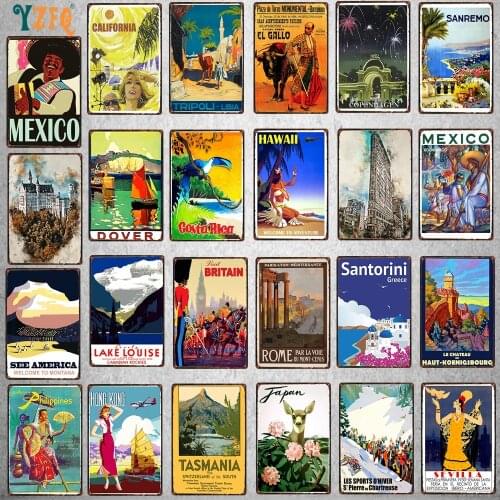 City Vintage Metal Metal Plates For Wall Bar Home Pub Art kitchen Coffee Decor 30X20CM DU-8739B