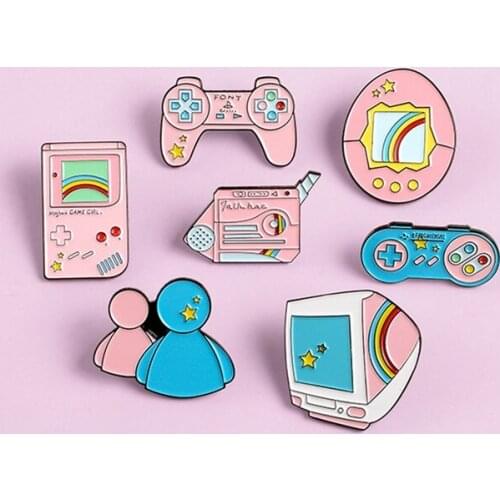 Computer Game Machine Handheld Game Console Digital Video Recorder Group Icon Brooches And Soft Enamel Pins Badges For Women Men