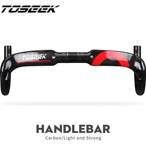 TOSEEK Carbon Handlebar 31.8MM 400/420/440MM Road Bike Handlebar Road Bicycle Carbon Handle Bar Internal Routing Bicycle Parts
