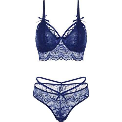 Hot Sale Lace Bandage lingerie sexy hot erotic porno Women Corset Push Up Top Bra+Pants Underwear Set Babydoll bodys Bra Set