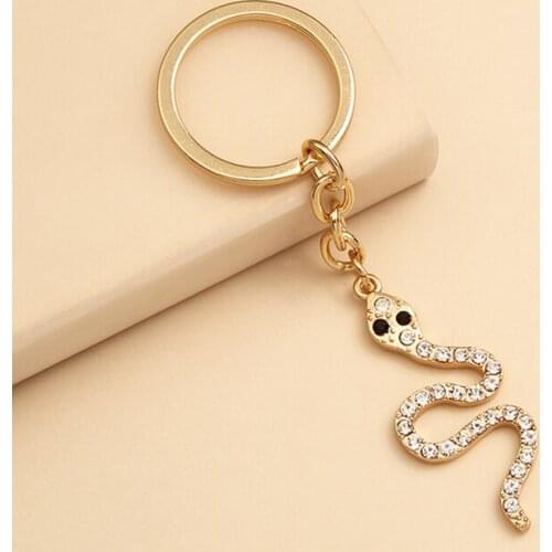 Cute Crystal Snake Key Chain Women Girl Bling Bling Animal Snake Key Ring Fashion Accessories for Gift Party