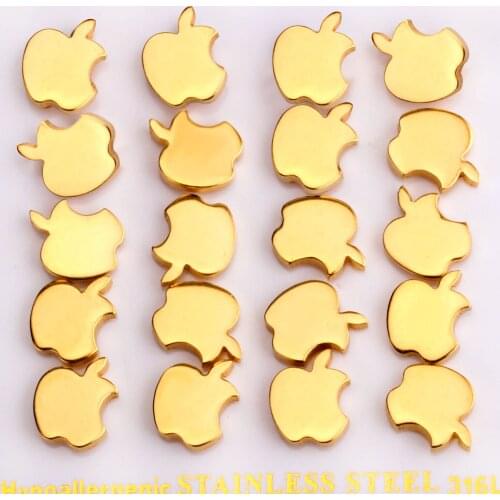 LUXUKISSKIDS 10pairs/lot Stainless Steel Stud Earring Brincos Set for Women Girl Men Baby Gold-color Stud Earrings-106301