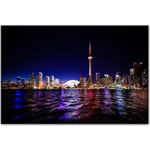 Toronto Night View Wall Pictures For living Room Modern Landscape Canvas Painting Posters And Prints Wall Art Cuadros Decoration