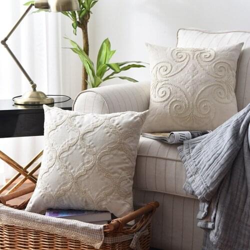American Embroidered Cushion Cover 45x45cm Cotton Woven Pillow Cover Embroidery Bed Room Sofa Decorative Pillows Case Home Decor