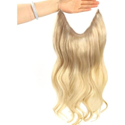 Invisible Halo Hair Extensions Remy Hair Wire Natural Balayage Human Hair Fish Line Remy Hair Fish One Piece with 4 Clips