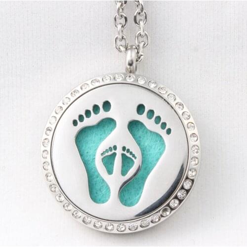 New 10pcs/lot Aromatherapy/Essential Oils Diffuser Locket Footprint Floating Lockets Crystal Round Screw Locket Pendant Jewelry