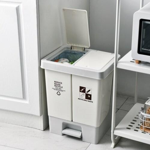 Pedal Trash Can with Lid Wheels Kitchen Big Storage Containers Trash Can Cube Kosze Do Segregacji Smieci Waste Bins BG50WB