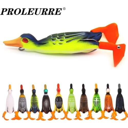 1pcs Double Propeller Flipper Duck Fishing Lures 9.5cm 12g Ducking Frog Soft Lure Artificial Bait 3D Eyes Day Bass Pesca Tackle
