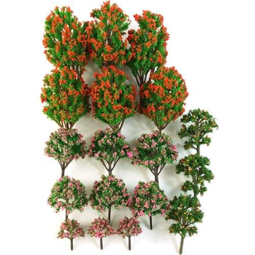 18pcs Mixed Colorful Model Trees of Different Sizes Accessories Miniature Landscape Scenery Train Model Trees
