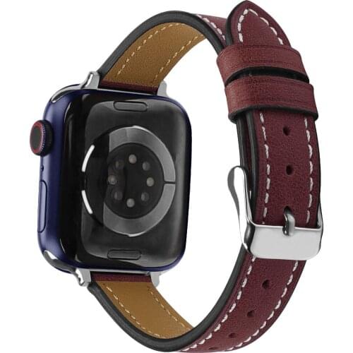 100% Genuine Cow Leather loop Bracelet Band for Apple Watch Belt 6 SE 5 4 42MM 38MM 44MM 40MM Strap for iWatch 6 5 4 Wristband