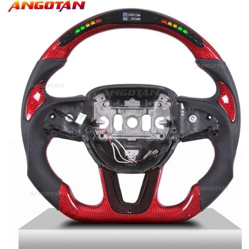 LED red carbon Fiber Steering volante esportivo Car Steering Wheel Fit For Dodge Muscle car