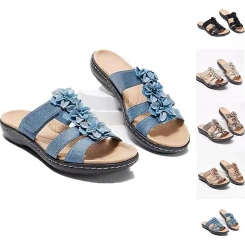 2021 Flower Ladiess Sandals Women Lace-up Closed Toe Comfortable Slip On Ethnic Style Shoes For Women 2021 sandalias sapatos