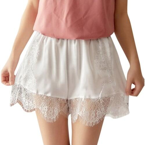 Silk Lace Shorts Women Underwear Safety Short Pants Summer Sexy Thin Loose Knicker Panties Under Skirt Shorts Boxer Brief Shorty