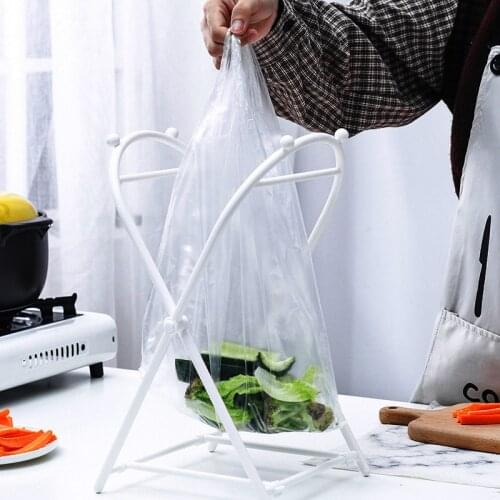 Foldable Garbage Bag Rack Desk Organizer Trash Support Shelf Holder Kitchen Storage Organizer Home Accessories Repeatable