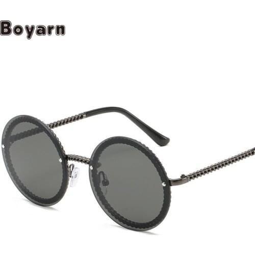 Boyarn Vintage Men Sunglasses Women Retro Chain Round Metal Frame Colorful Lens Sun Glasses Fashion Eyewear Gafas Sol Mujer