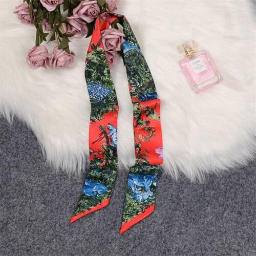 Handbag Scarf Animal Print Luxury Brand Girls Silk Scarf Fashion Ladies Hair Band Narrow Ribbon Womens Bandanas