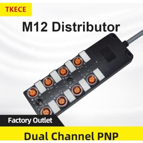 TKECE Leaded 8-bit M12 sensor splitter junction box central splitter splitter box PNP dual channel