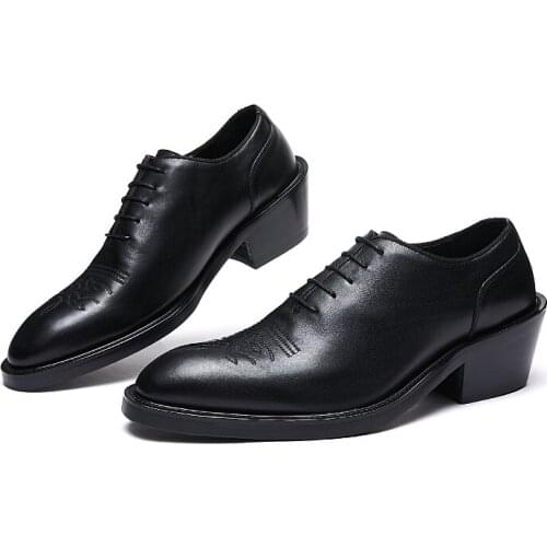 New Spring summer men Fashion trend embroidery Classics brogue shoes Genuine Leather casual Shoes lace-up high heel