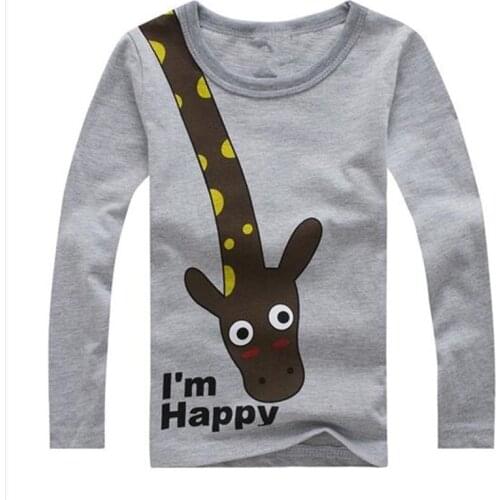 UNIKIDS New 2016 cotton children t shirts, long sleeve t-shirts , cute giraffe cartoon t-shirt, girls and boys' t shirt, nova ki