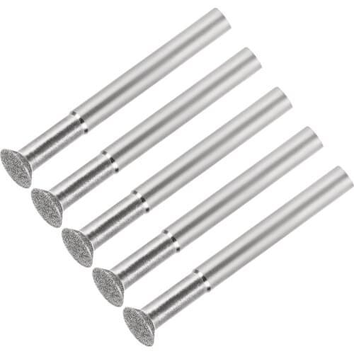 Uxcell Diamond Burrs for Carving Rotary Tool 1/4-Inch Shank 6mm Pointed 150 Grit 5 Pcs Bevel T Shape 10mm