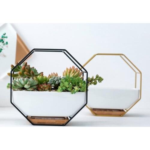 Octagon Wall Hanging Succulent Plant Flower Pot Table Ceramic Dish Vase Decor