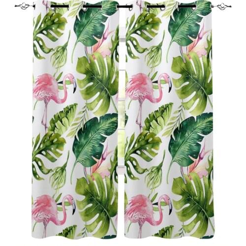 Tropical Palm Tree Flamingo Window Curtains Kitchen Items Drapes Curtains for Bedroom Home Decor Curtains for Living Room