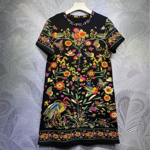 Spring Summer 2021 Runways Womens High Quality floral print long T-Shirts Top C298