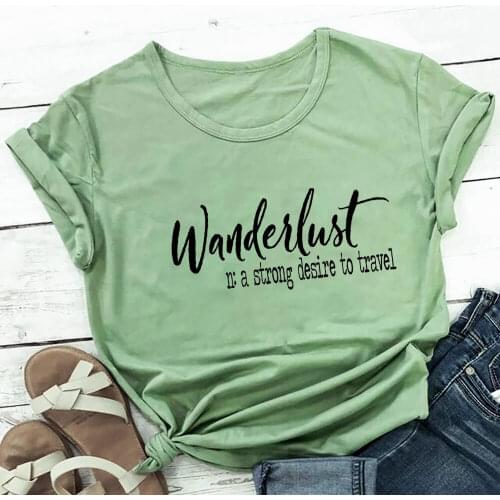Wanderlust Definition Printed Pure Cotton Women Tshirt Unisex Casual Summer Hiking Outdoor T Shirt Explore Tee Adventure Tees