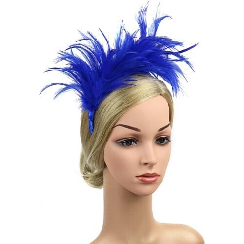Vintage Colorful Burlesque Headpiece Flapper Ostrich Feather Fancy Headband flapper headpiece woman hair accessories 2019 NEW