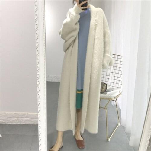 Women Tops Cardigans Open Stitch Women Poncho Casaco Feminino Turn Down Collar Design Long Sleeve Furry Long Coat Winter