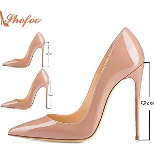 Superstar Shoes Top Quality Casual Evening High Heels Shoes Pointed Toe 10cm 12cm Dress Pumps Shofoo Shoes Large Size 4-16 US