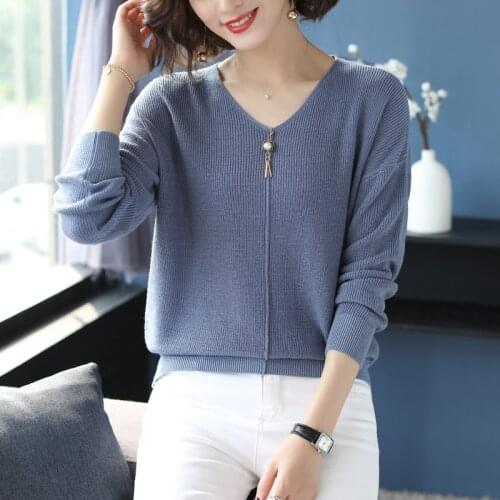 2020 ropa mujer woman Sweaters beading Casual Basic Knitwear Office Stretch mulheres pullover fashion Knit Jumpers Slim Tops