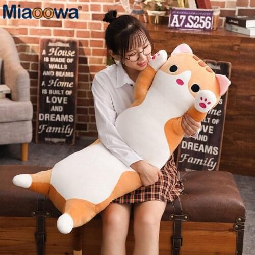 1pc 90cm Down cotton long Cat Pillow Plush toy soft cushion stuffed animal doll sleep pillow Kawaii Lovely gifts for Children