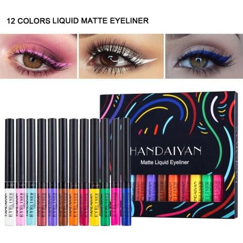 12pcs/set Boxed Colorful Eyeliner Matte long-lasting Liquid Eyeliner Professional Waterproof Eye Cosmestics Kit