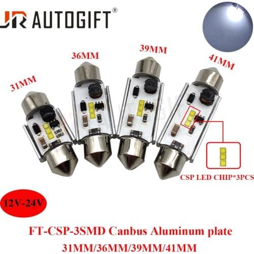 20PCS Spuer Bright Canbus 12V-24V Festoon 31/36/39/41MM C5W CSP Chip 3SMD car license plate Interior Dome lamp Reading Bulb