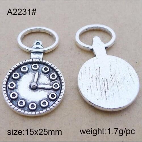 25pcs Antique Silver Alloy Clock Charms Jewelry Pendants For DIY Necklace Bracelet Jewelry Findings