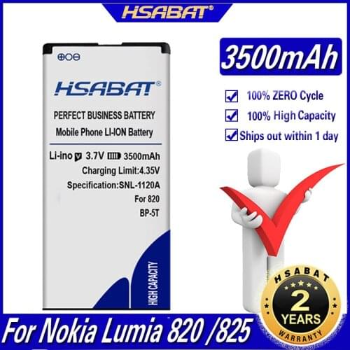 HSABAT High Capacity 3500mAh BP-5T Battery for Nokia Lumia 820 Arrow RM-878 825 Lumia 820T Lumia 820.2 Lumia 825