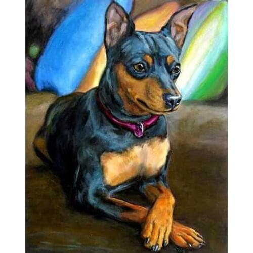 DIY Needleworks Diamond Embroidery Full Square 5D DIY Diamond Painting cute pinscher dog Picture Of Rhinestone decor C644