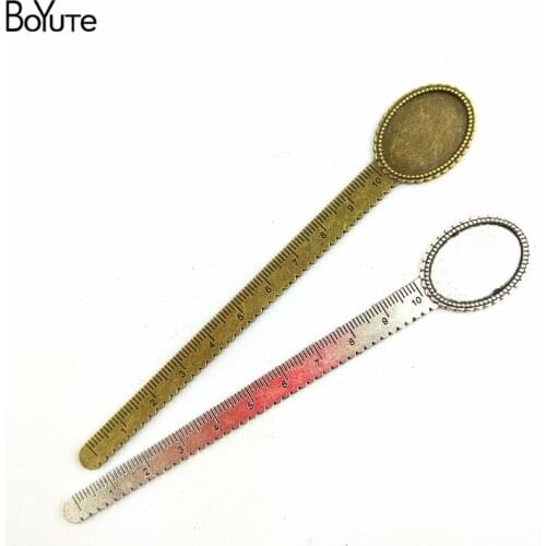 BoYuTe (10 Pieces/Lot) 18*25MM Cabochon Base Vintage Accessories Parts Antique Bronze Bookmark Oval Bezel Pendants for Jewelry