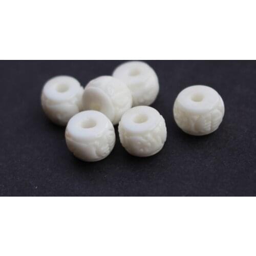 20 pieces/lot) 8.2mm*5.5mm Carved flowers beads Coral Drum beads Space Beads White color for Jewelry making