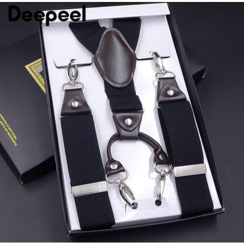 Deepeel 1pc 3.5*120cm Men Suspenders Metal Hang Buckle Male Jockstrap 4 Hooks Suit Decoration Wild Clothing Accessories SP007
