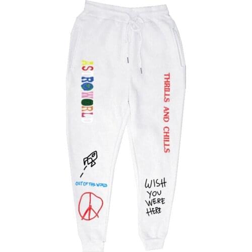 Quality Fleece trousers TRAVIS SCOTT ASTROWORLD Letter Printed Women Men Jogging Pants Hip hop Streetwear Men SweatpantS