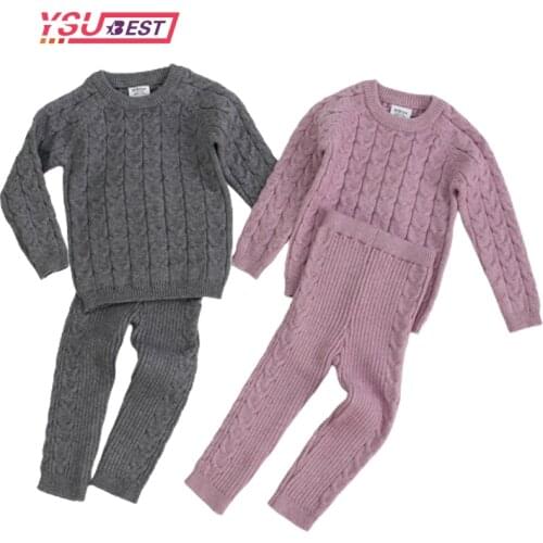 Baby Boys Girls Clothing Sets Fall Winter Sweater + Pants Infant Boys Knit Tracksuits Toddler Girls Boys Suit Hoodies Pants Set