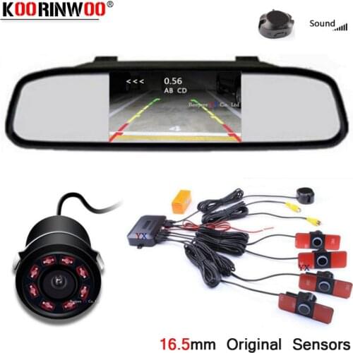 Koorinwoo Wireless Parktronic 2.4G Original Car parking Sensor 4.3 Monitor mirror Rear view Camera Back up Reversing For Vehicle