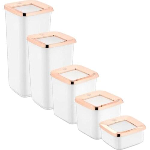 Kitchen Storage Container Kitchen Storage Jar Fridge Box Food Vacuum Rice Square Square Storage Container Copper 5 Pieces