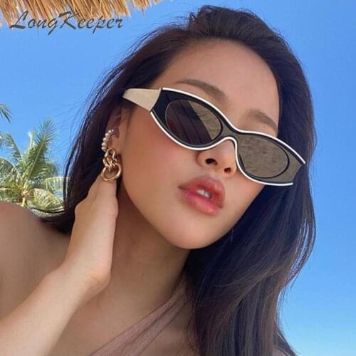 LongKeeper Fashion Trendy Women Cat Eye Sun Glasses Men Concave Eyewear Female Candy Color Goggles UV400 Oculos