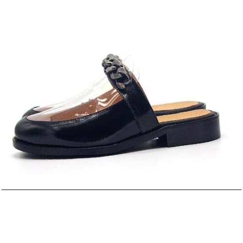 New arrival fashion metal slipper shoes for men mules shoes chain handmade Transparent shoes