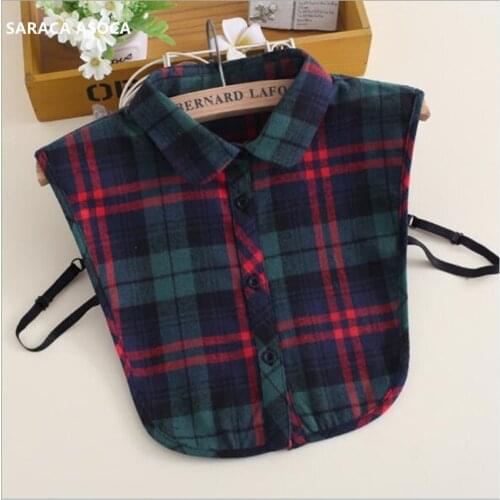 New Autumn Winter Plaid Shirt Fake Collar All Match Elastc Belt Sweater Detachable Collar Women B303