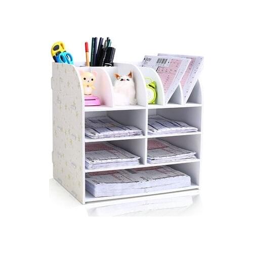 Office Desk Organizer Wooden Document File Cabinet Desk Set Large Desk Storage Shelf For Office