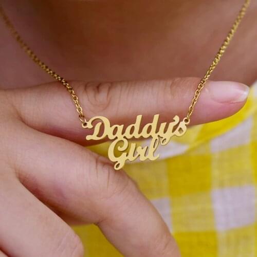 Stainless Steel New Daddys Girl Necklace Parents Daughter Family Member Clavicle Chain Fathers Day Gift